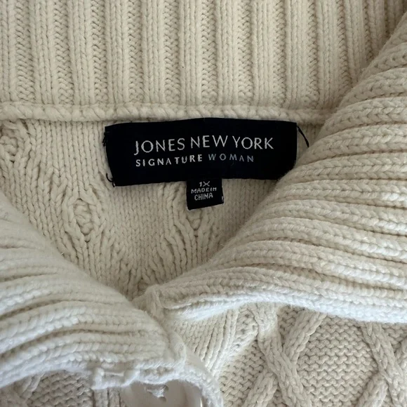 Jones New York Cream Diamond Knit Cardigan - Picture 2 of 5